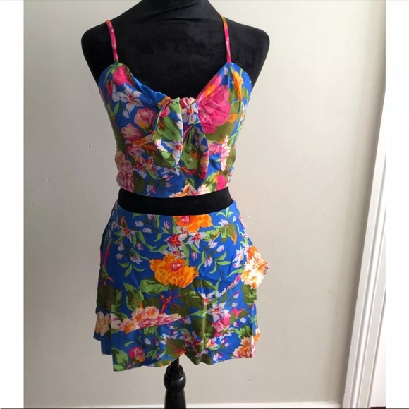 NWT Lottie & Holly B-O-G Collective Floral Crop Top & Shorts Set Skort w Ruffles - Picture 9 of 12